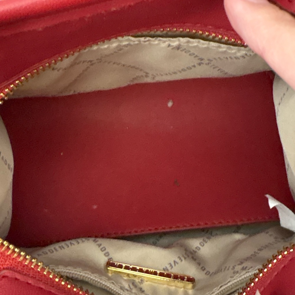 Steve Madden Red Quilted Crossbody Satchel With Logo Removable Strap Mini Bag - Picture 9 of 12